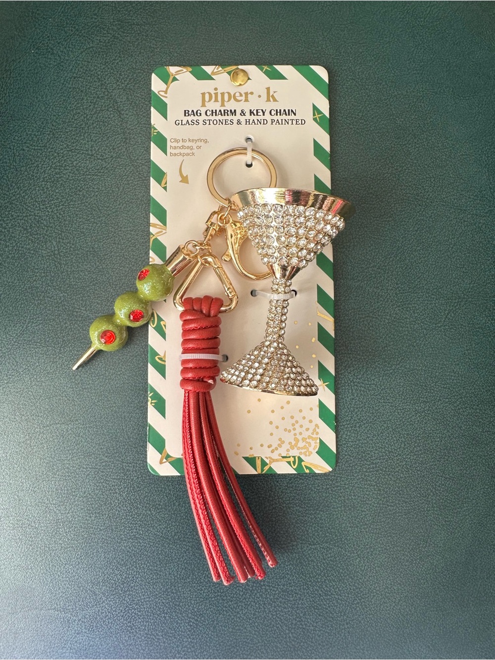 Piper K Olive Martini Keychain and Bag Charm NWT!
